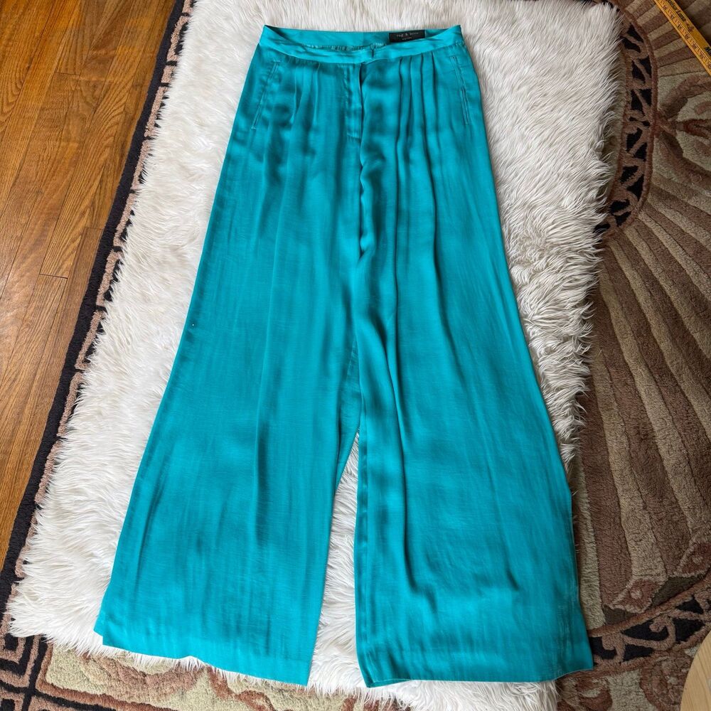 rag & bone Turquoise Wide-Leg Trousers - Picture 4 of 11